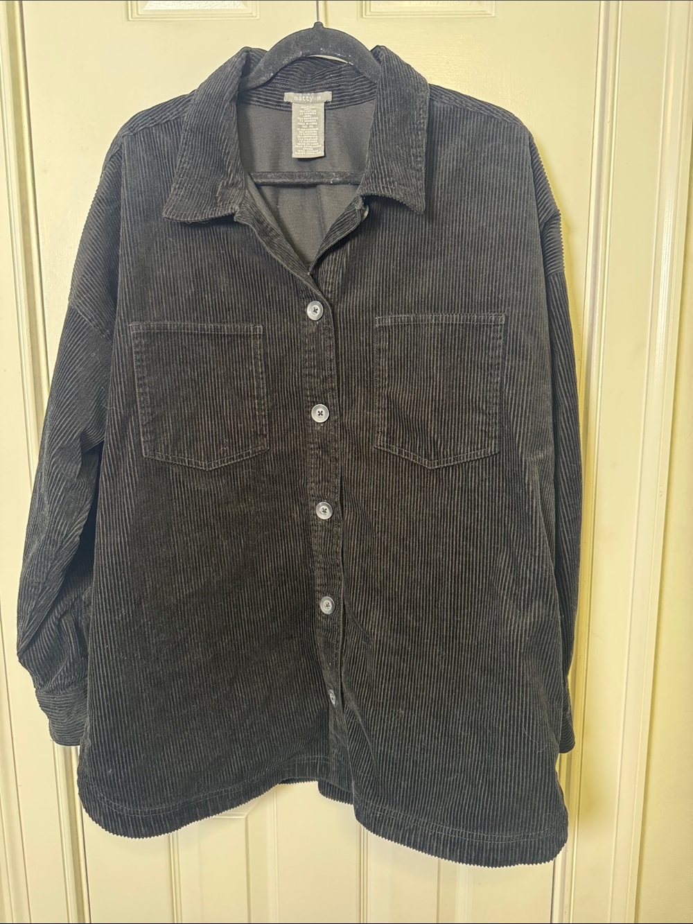 Vintage Matty M Black Corduroy Oversized Shirt Jacket Shacket XXL Button Front - Picture 4 of 6